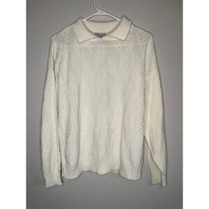 1970s College Point Acrylic Chevron Coquette Feminine Cottage Collared Sweater M